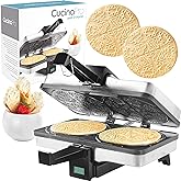 CucinaPro Krumkake Baker By Cucina Pro - 100% Non Stick, Makes Two Krumkake Pizzelle-Like Cookies, Great for Cannoli Filling &amp; Cones