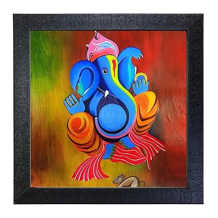 Sehaz Artworks Ganesh Wall Photo Painting (Vinyl, 30 cm x 30 cm x 3 cm, Black, SZA-Ganesha_003)