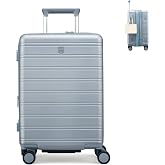 MILADA 20-Inch Hardside Expandable Carry-On Luggage Suitcase, Silver | Lightweight Polycarbonate Hard Shell Luggage, 8 Spinner Wheels, TSA Lock, Anti-Burst Zipper, 42-48 L, Weekend &amp; 1-5 Day Trips