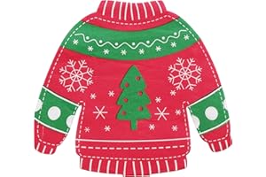 PARTAY SHENANIGANS Christmas Party Napkins - 50 Pack Red & Green Ugly Sweater Cocktail Disposable Paper Napkins 5.5" x 6.5" for Christmas Decoration and Lunch or Dinner Party Events