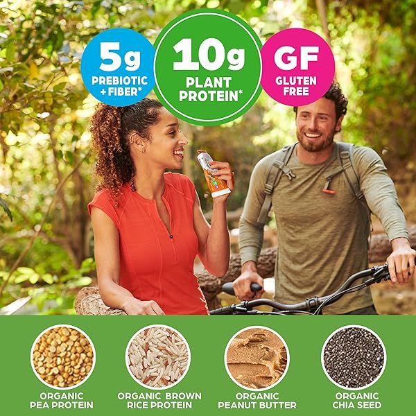 ORGAIN ORGANIC VEGAN PROTEIN BARS, PEANUT BUTTER – 10G PLANT BASED PROTEIN, LOW CALORIE HEALTHY SNACKS, NO LACTOSE OR SOY INGREDIENTS, GLUTEN FREE, NON-GMO – 1.41 OZ (PACK OF 12)