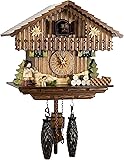 German Cuckoo Clock - Taking a Break - with Quartz Movement - 8.7 inches high - Black Forest Clock