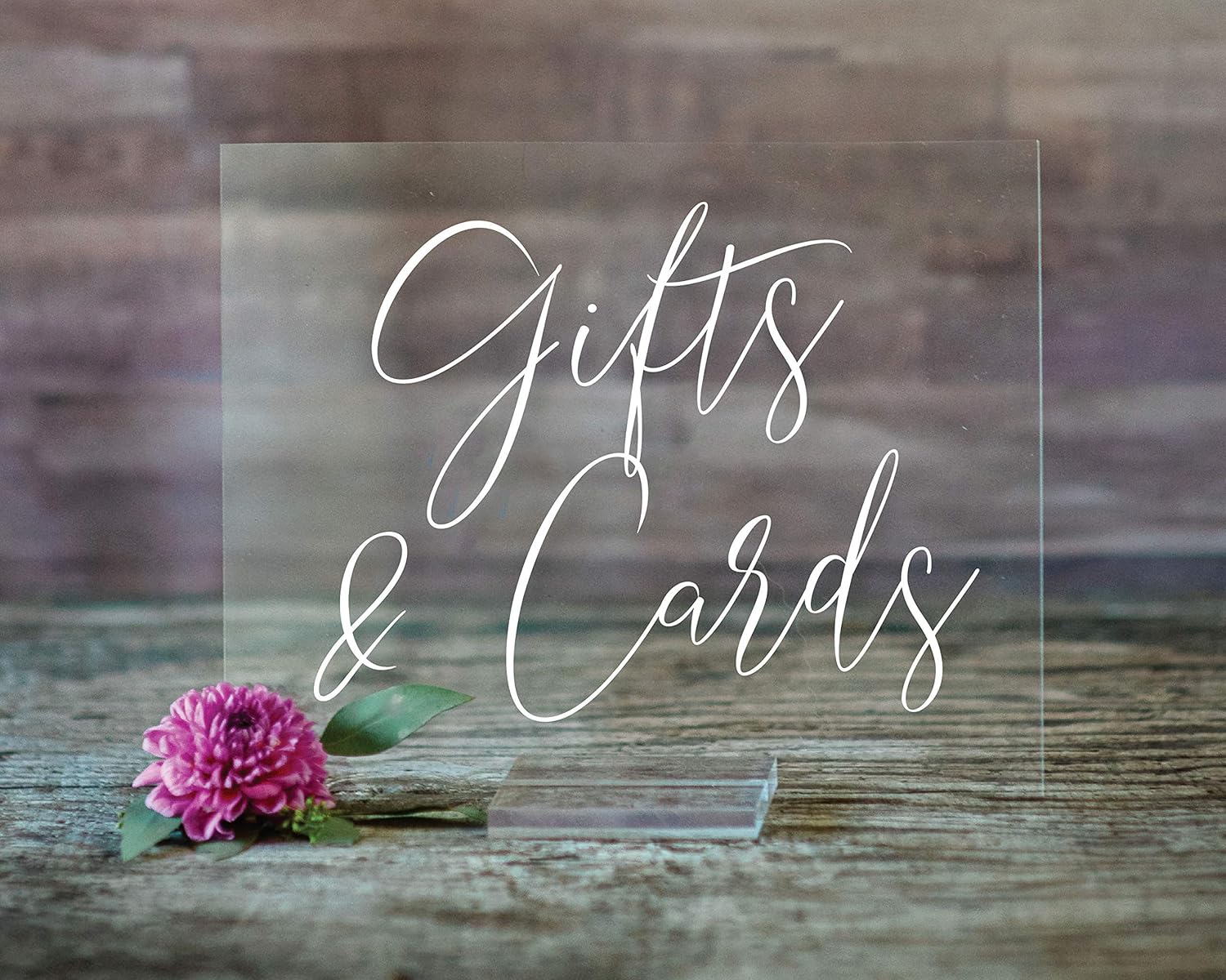 Mixed Media - Gifts and Cards Acrylic 8x10 Sign with Stand | Wedding Table Decor for Modern and Classic Events | Lucite Decorations for Birthday and Anniversary Parties (8X10, Clear Acrylic Stand)