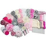 JLIKA Fashion Headband Kit - Baby Shower Games Headband Station Party Supplies for DIY Hair Bow Maker - Make 32 Headbands and 5 Clips - Paris Inspired Collection