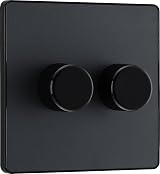 BG Electrical Evolve Double Wall Dimmer Switch 2 Way Matt Grey 200W