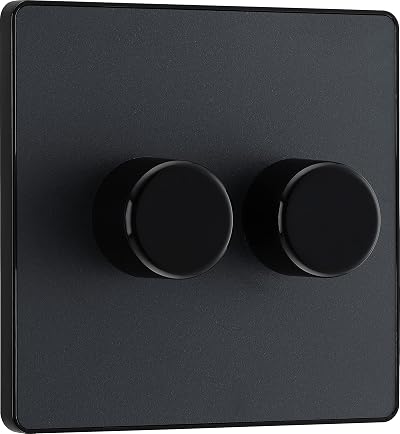BG Electrical Evolve Double Wall Dimmer Switch 2 Way Matt Grey 200W