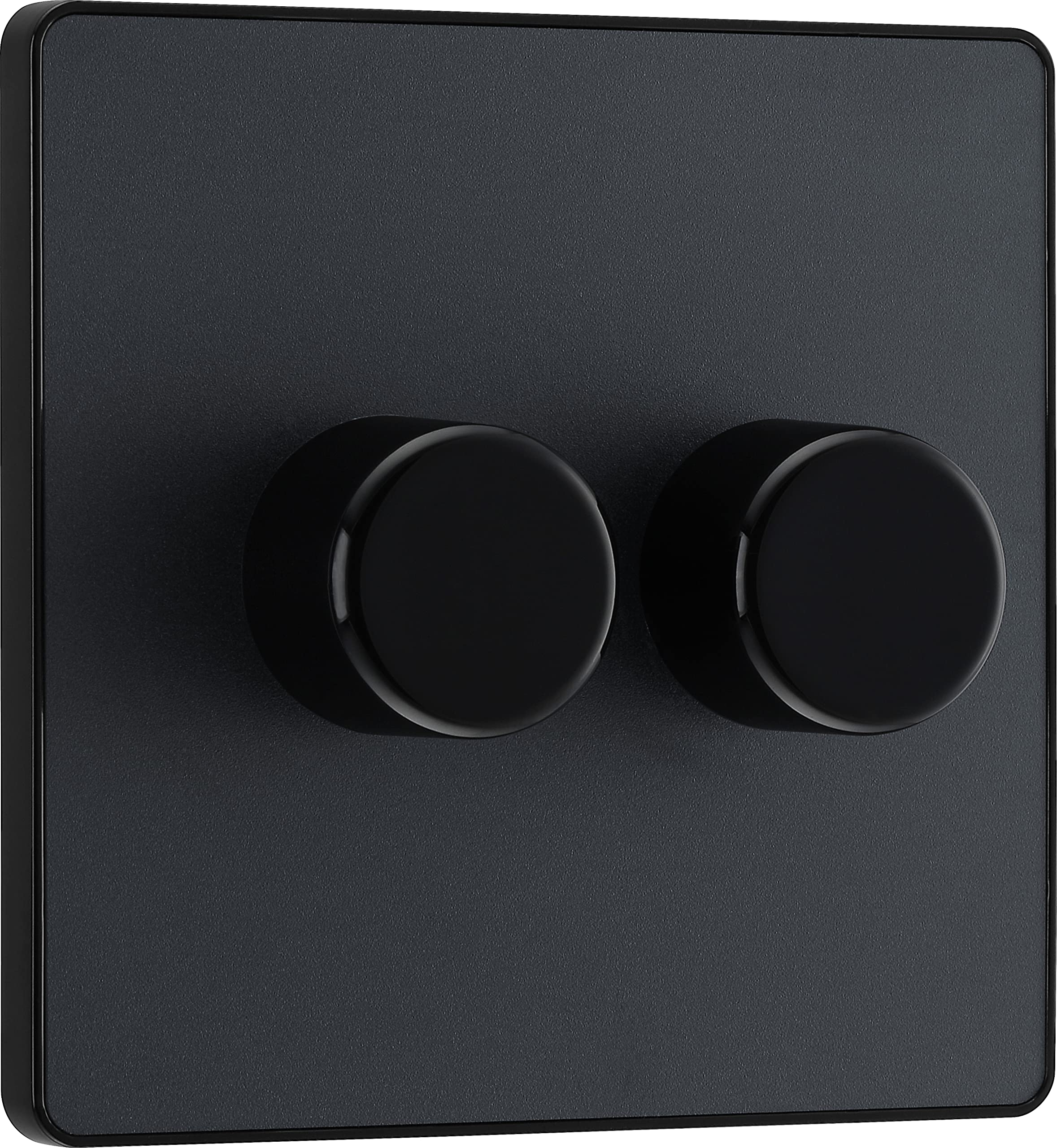 BG Electrical Intelligent Double Wall Dimmer Switch, 2 Way, Screwless Front Plate, Evolve, Matt Grey, 200W, PCDMG82B
