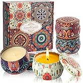 Auralome Scented Candles Gift Set - Women Candle Natural Soy Wax Aromatherapy Candle Stress Relief Small Gifts 120H Burning Candles 4 Pack 4.4 Oz for Home Christmas Birthday Mum Teacher Mothers Day