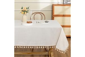 MYSKY HOME Nappe de Table Rectangulaire Faux Linen Table Cloths Rectangular 60 x 102 Inch, Party Tablecloth for Banquet Picni