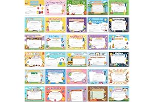 EYxsaxenk School Student Award Certificates - 60Pcs Colorful End of School Year Superlatives Certificates Graduation Recognition Award Certificates of Achievement for Student Reward School Prizes