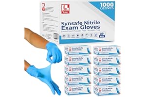 London Labs Synsafe 4 Mil - Blue Nitrile Exam Gloves –Disposable Latex Free & Powder Free – Extra Strong, Rubber Gloves