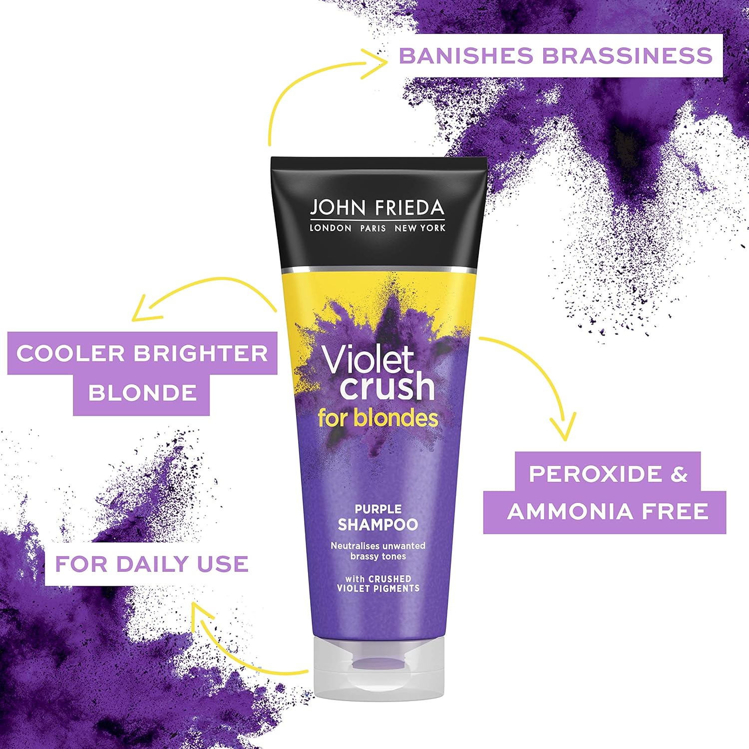 John Frieda Violet Crush for Blondes Toning Shampoo for Blonde Hair Purple Shampoo for Blondes 250 ml, 250 ml (Pack of 1) - Image 4