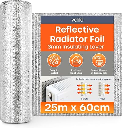Volila Radiator Foil Insulation Roll 25m x 60cm Reflector Panels