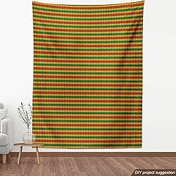 Ambesonne Rasta Fabric by The Yard, Geometrical Zig