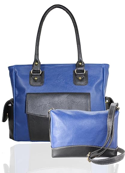 Fargo Cozy PU Leather Womens & Girls Shoulder Handbag & Couthy Sling Bag Combo Of 2 (Blue,Black_FGO-071)