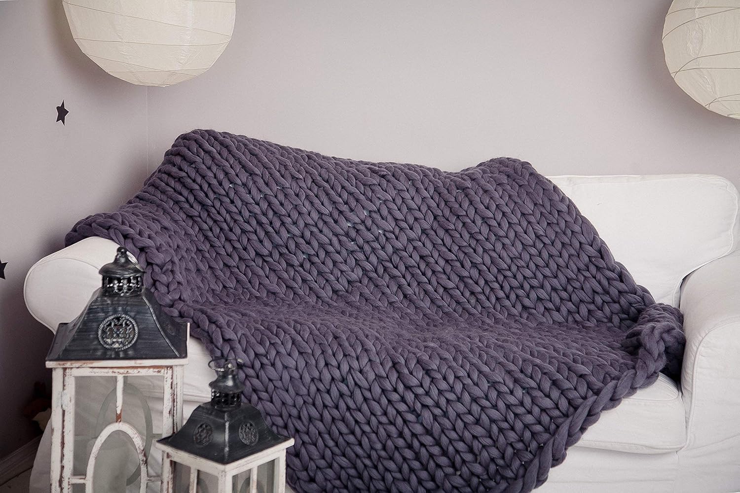 Amazon.com: Chunky Blanket, 100% wool, Hand knit throw, Bulky throw