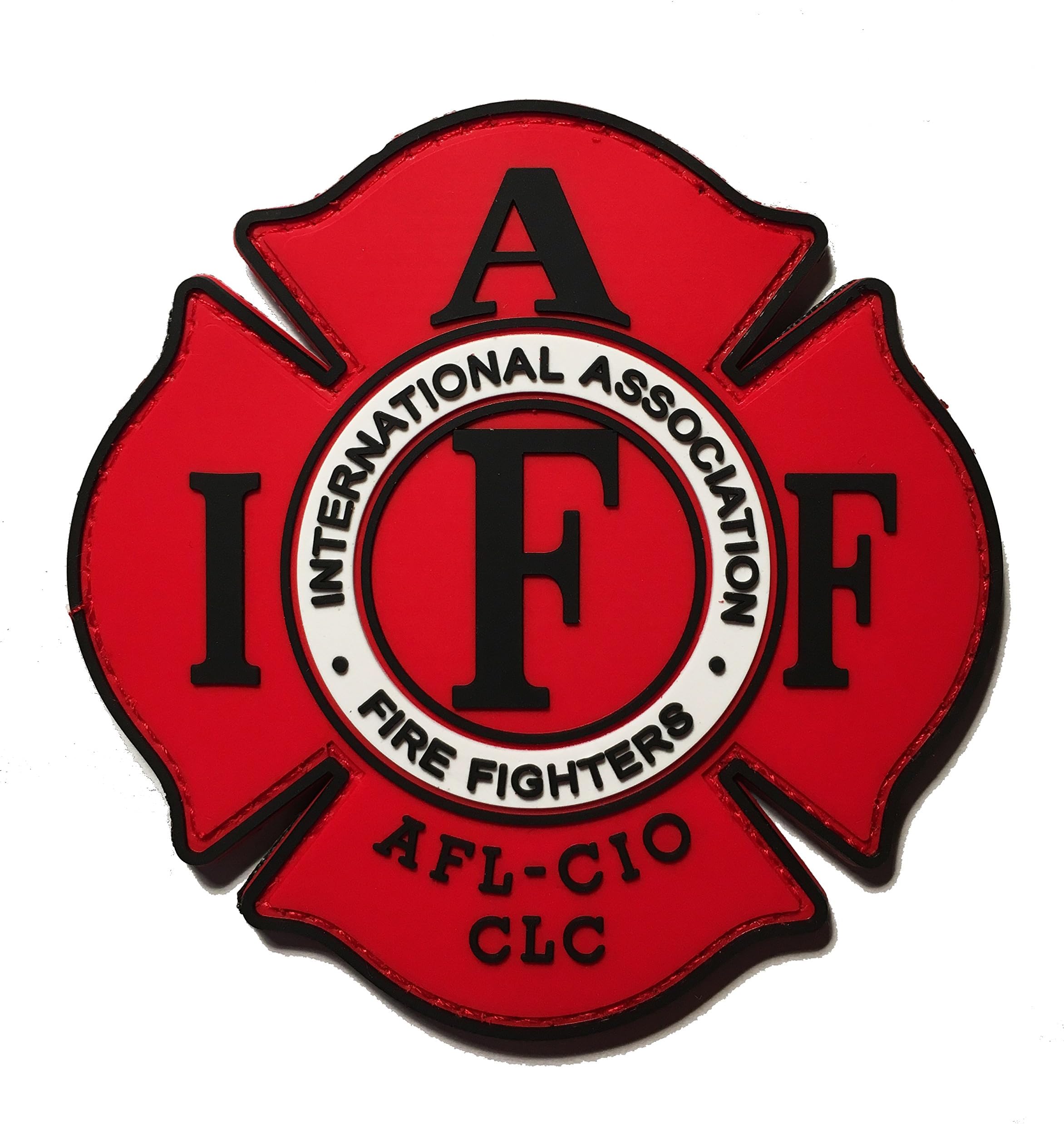 Red IAFF UNION 3.5" PVC/RUBBER (hook/loop) PATCH