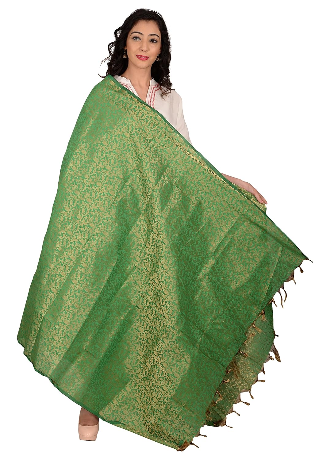 youthquake women's art silk zari woven dupatta/stole