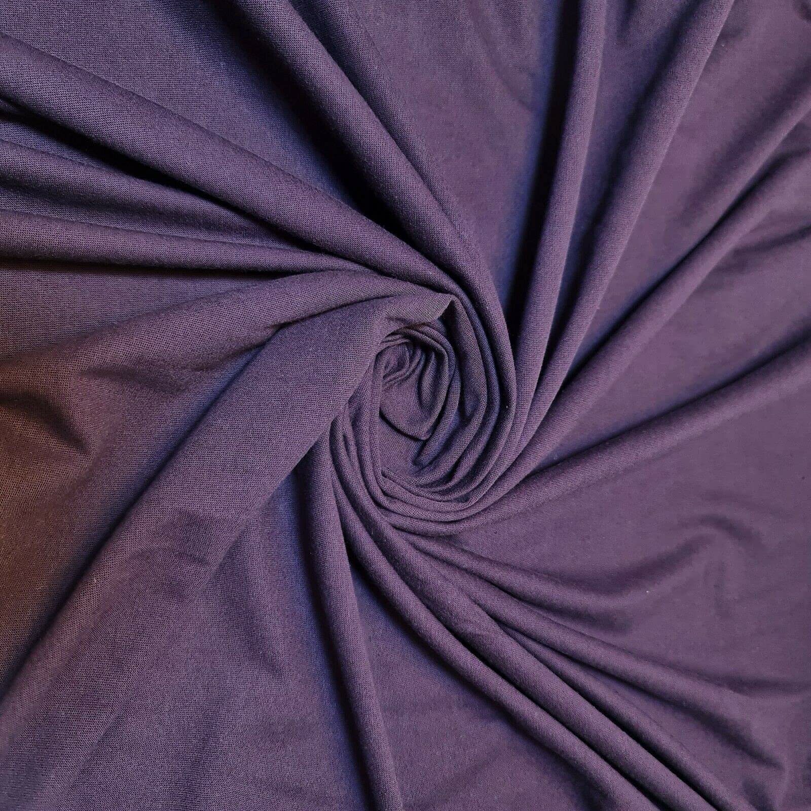 Soft Plain Cotton Jersey Stretch Knit T Shirt Baby Grow Craft Fabric Material 58" - 150 cm Wide Sold As 1 Meter Pre - Cut Lengths (Deep Purple)