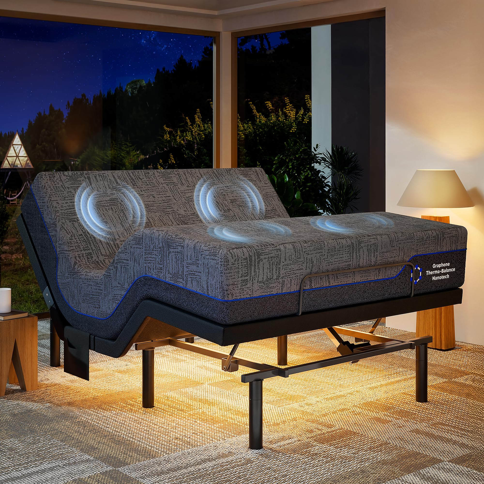 Photo 1 of ***FRAME ONLY***Marsail NS1 Massage Adjustable Base with Mattress Set, Full Adjustable Bed Frame + 12-inch Cooling Gel Memory Foam Mattress, Dual Motor Bed Frame with Wireless Remote, CertiPUR-US Certified