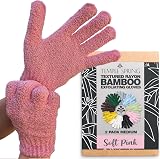 Temple Spring Exfoliating Glove Bamboo Rayon Body Scrubber Pink