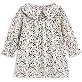 Simplee kids Baby Girls Smocked Dress Handmade Spring Fall Casual Dresses Floral Print Sundress Princess Dress for Toddlers