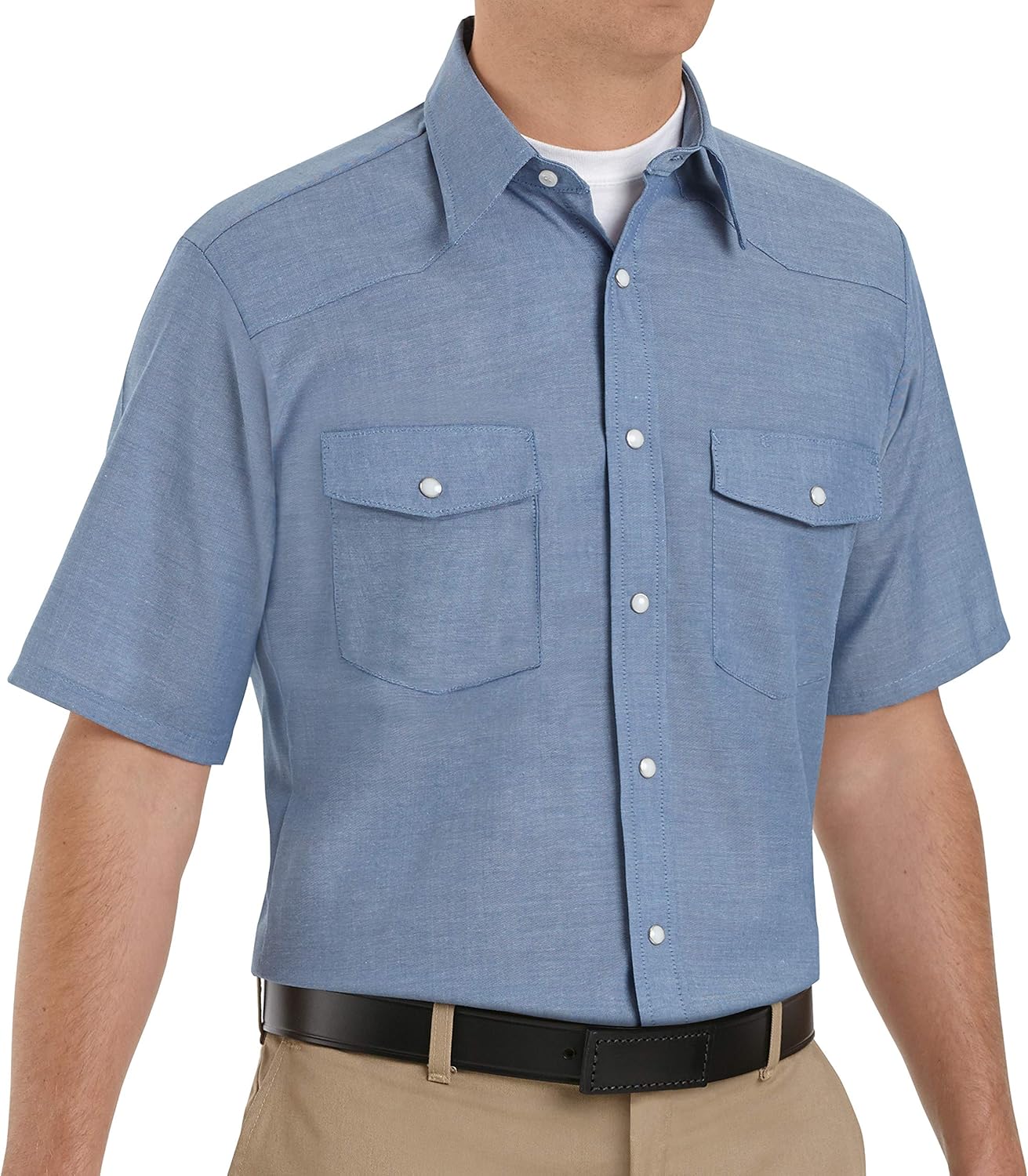 Red Kap SC24L Deluxe Western Style Short Sleeve Shirt Long Sizes at  Men’s Clothing store