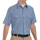 Red Kap Men's Deluxe Western Style Shirt, Light Blue, Short Sleeve X-Large
