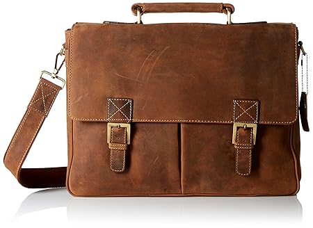 Visconti Visconti Berlin Leather Twin Buckle Briefcase With Detachable Strap, Tan, One Size