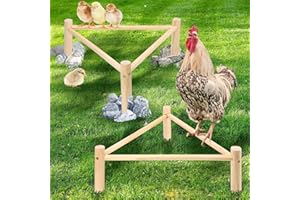 SYMDROMIA Chicken Perch for Coop & Brooder, Pine Wooden Chicken Toys & Coop Accessories for Chicken Triangular Gym Roosting Bar for Large Hens Parrots Birds, Natural Poultry Stand Chicken Nesting Support - 2P