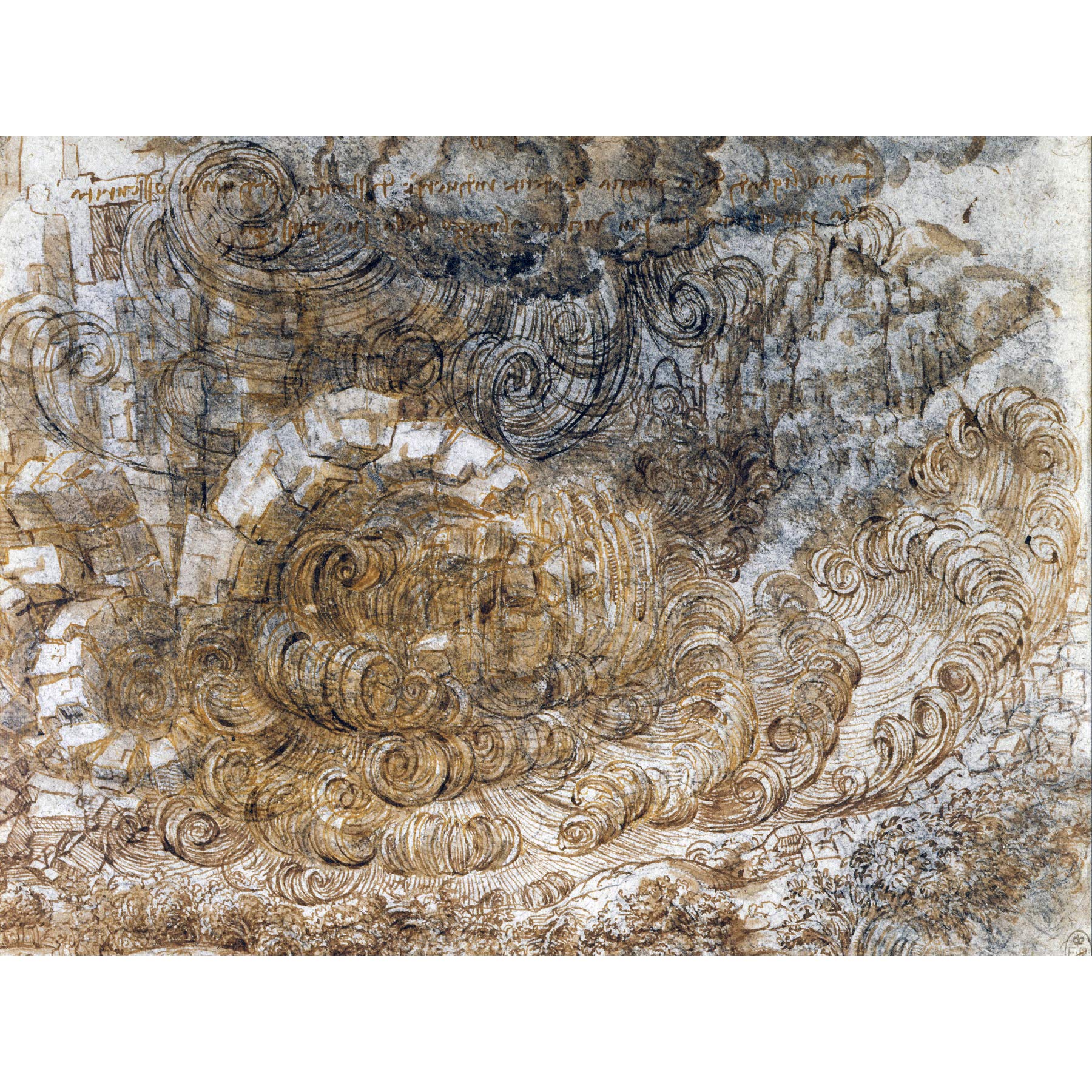 Artery8 Leonardo Da Vinci A Deluge Flood Storm Drawing Premium Wall Art Canvas Print 18X24 Inch
