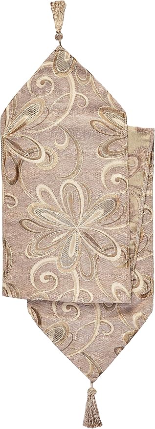 Amazon Com Violet Linen Chenille Chateau Vintage Floral Design Table Runner 13 X 70 Gold Home Kitchen