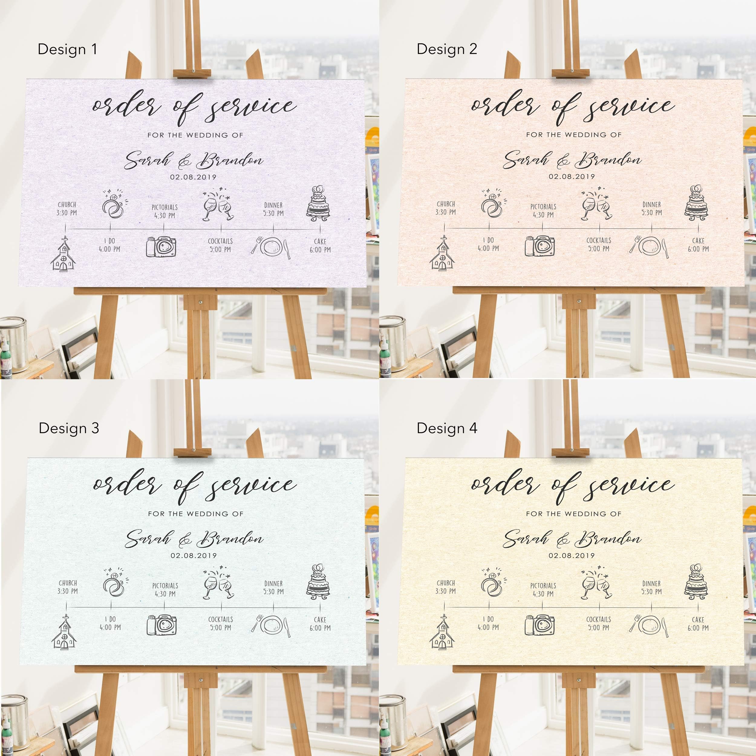 Personalised Wedding Order of Service Sign Board | Wedding Day Order of Events Chart A1 A2 A3