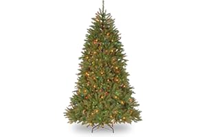 National Tree Company Pre-Lit Artificial Full Christmas Tree, Green, Dunhill Fir, Multicolor Lights, Includes Stand, 7.5 Feet