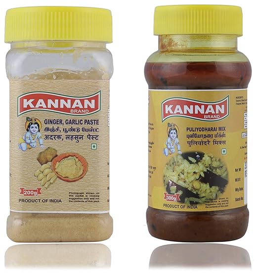 Kannan Brand Puliyodharai Mix And Ginger Garlic Paste 500 Grams Combo Of 2 Amazon In Grocery Gourmet Foods