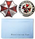 【3点セット】 ステッカー バイオハザード アンブレラ社 金属 エンブレム ステッカー & アンブレラマークステッカー &24ユニバースグッズ 丸型シャドウ タイプ