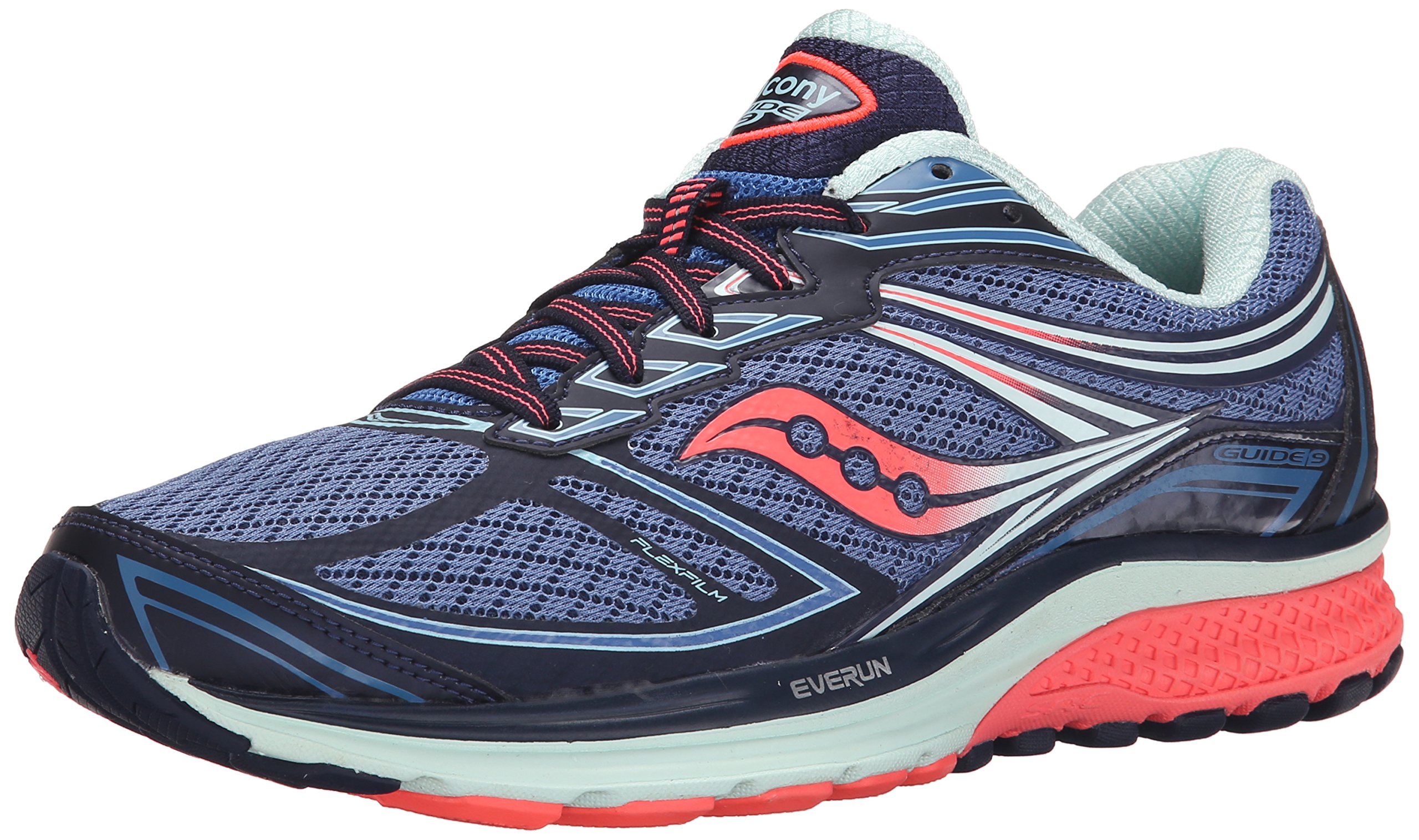 Saucony Women's Guide 9 Running Shoe, Cobalt/Coral/Blue, 10.5 M US on