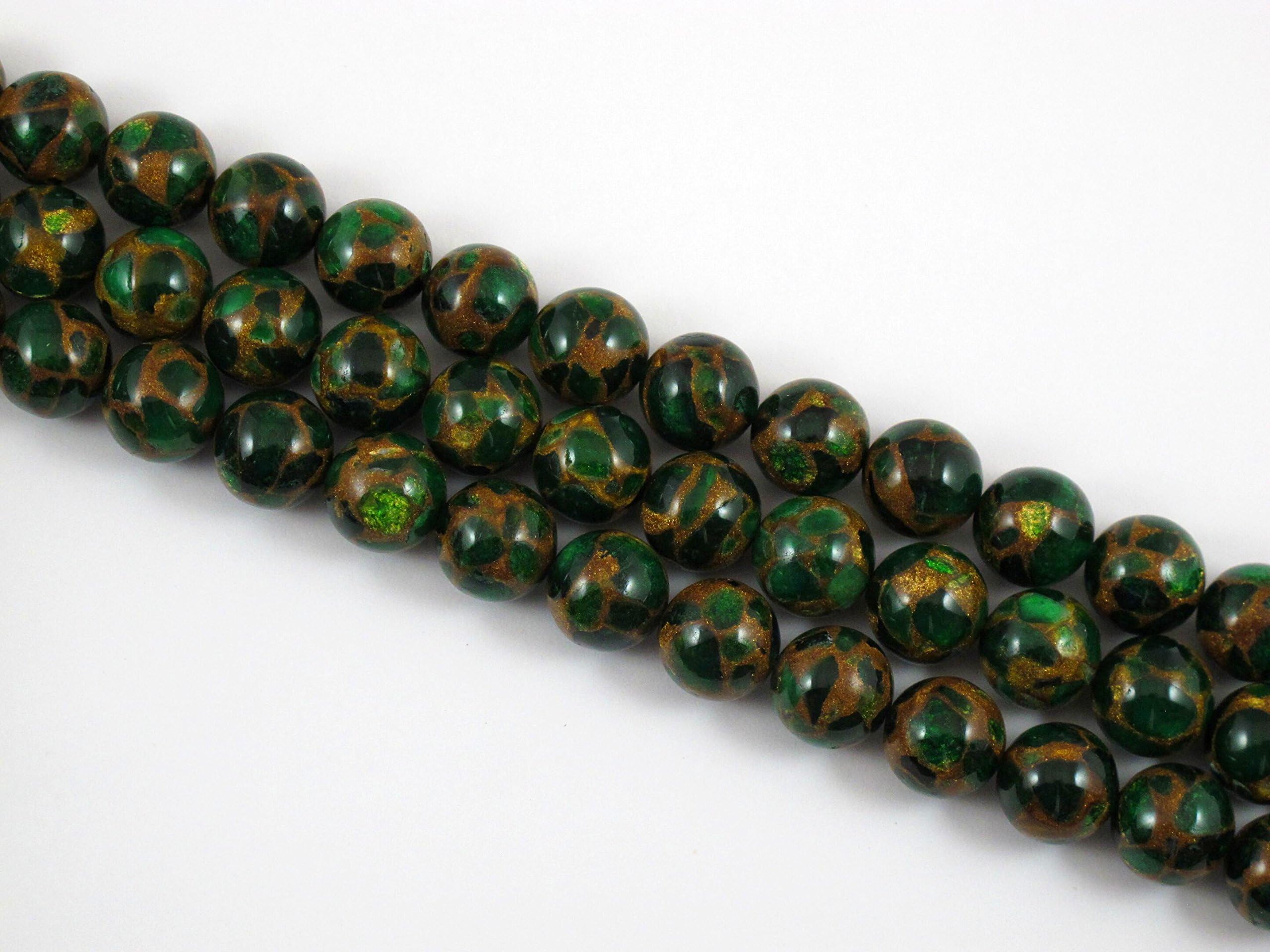 BRCbeads Quartz Mosaic Quartz 14mm Round Shape Green Color Approx 15.5 Inch 28pcs