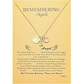 TGOLM Miscarriage Gifts for Mothers Pregnancy Loss Guardian Angel Pendant Necklace for Women Birth Stone Remember Me Bereavement Gift