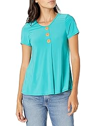 Star Vixen Women's Short Sleeve Button Front Flowy