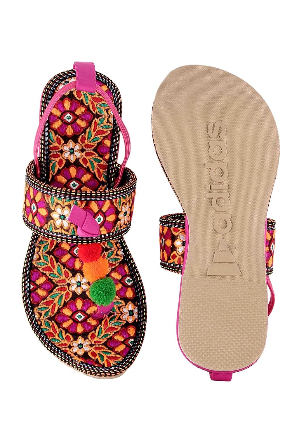 shree synthetic leather women's rajasthani jaipuri work kolhapuri chappals