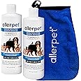 Allerpet Single Solution 16 fl oz Bottle Dander Remover for Pets (2 Pack) - Relieves Allergies - Bonus Mitt to Easily Apply Solution to Your Pet