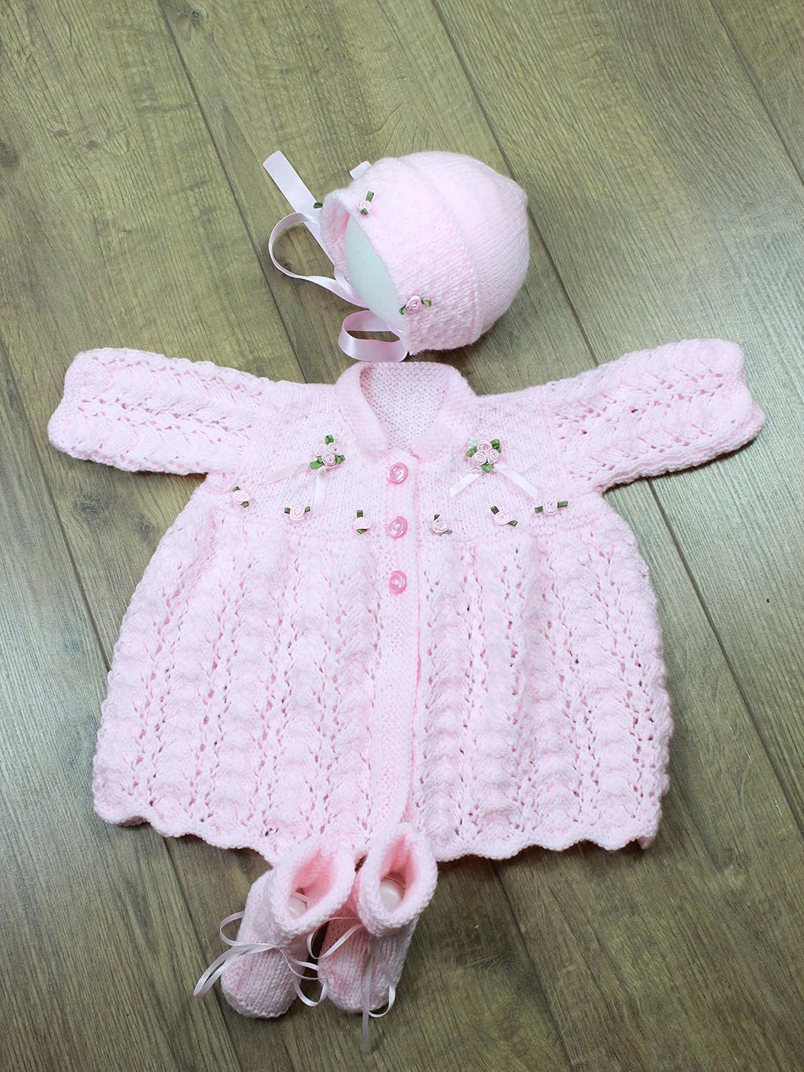 Knitting Pattern for Babies Jacket Bonnet and Matching Booties in Double Knitting, Baby Double Knitting Pattern, 0 to 3 Months, KP212 - Image 4