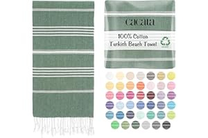 Cacala Lightweight and Thin Turkish Beach Towel 100% Cotton Sand-Free and Quick-Drying Goodness Perfect as an Extra Large Travel Towel, Beach Accessory, or Gift for Beach Lovers, 37 x 70