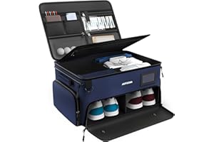 Jaffzora 4-Layer Golf Trunk Organizer, Golfer Gifts for Men Women with Separate Ventilated Compartment for 2 Pairs Shoes, Waterproof Car Golf Locker Storage Bag for Golf Gear and Accessories,Blue