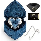 Small Heart Shaped Keepsake Cremation Urns for Human Ashes - Mini Blue Brass Urn with Velvet Heart Box and Stand - Holds Small Portion of Male or Female Human or Pet Ashes