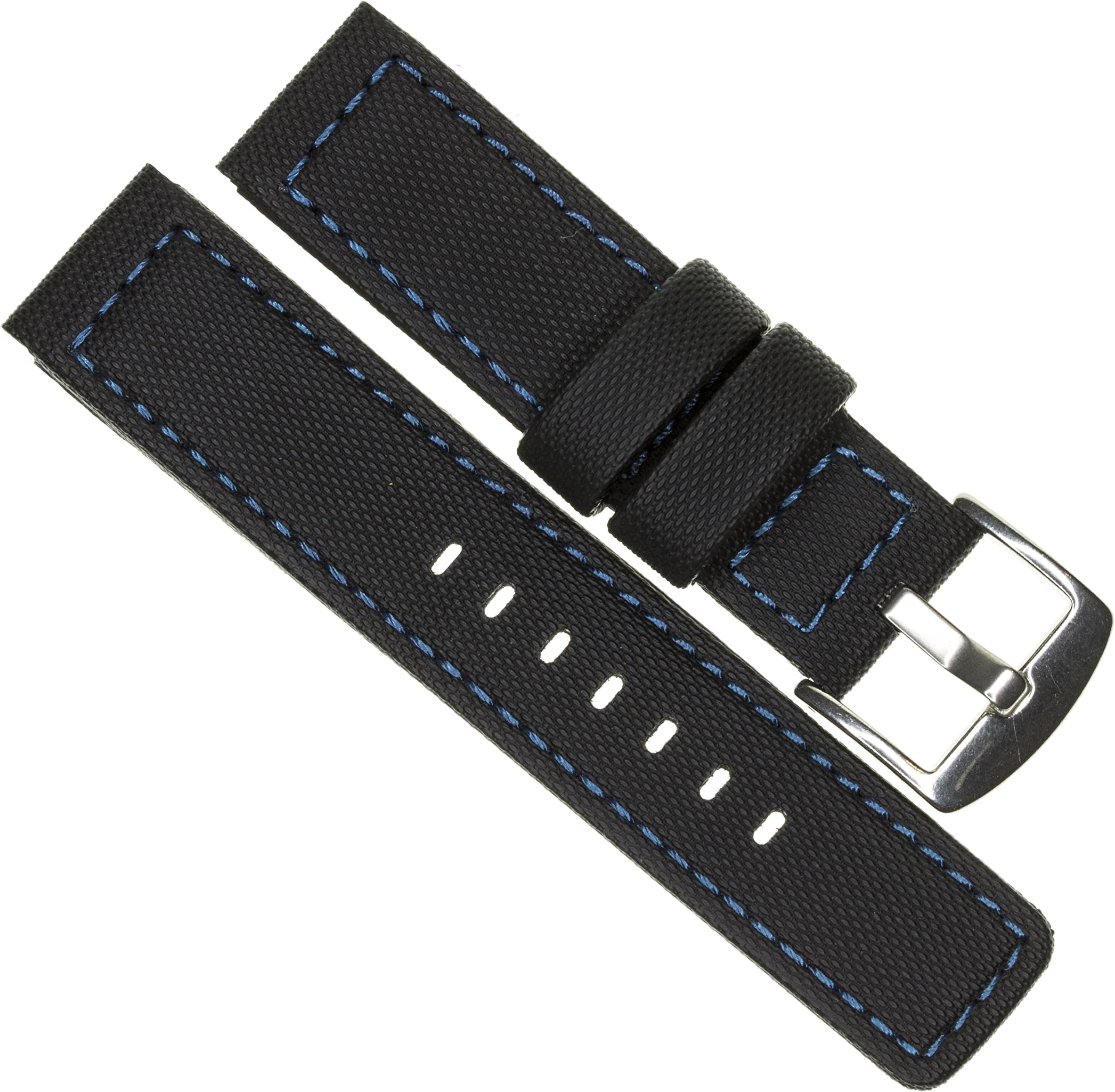 Maratac20mm MARATAC Elite Series Black PVC Rubber Strap Diver Watch Band Blue Stitch Kevlar X1