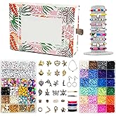 6525 Pcs Bracelet Making Kit for Beginners, Friendship Bracelet Making Kit for Girls Teens Adults, Includes Letters Beads & Smiley Beads, Polymer Clay Beads Jewelry Making Kit with 2 Storage Boxes