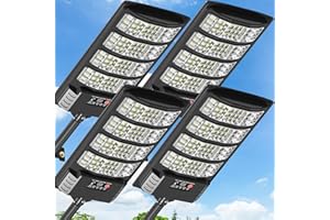 VIPZON Solar Lights Outdoor - 6500K Solar Street Lights Outdoor Dusk to Dawn, 270° Wide Angle Security Flood Light IP66 Waterproof Solar Lights, Motion Sensor Led Street Lights For Yard/Road/Farm-4PACK