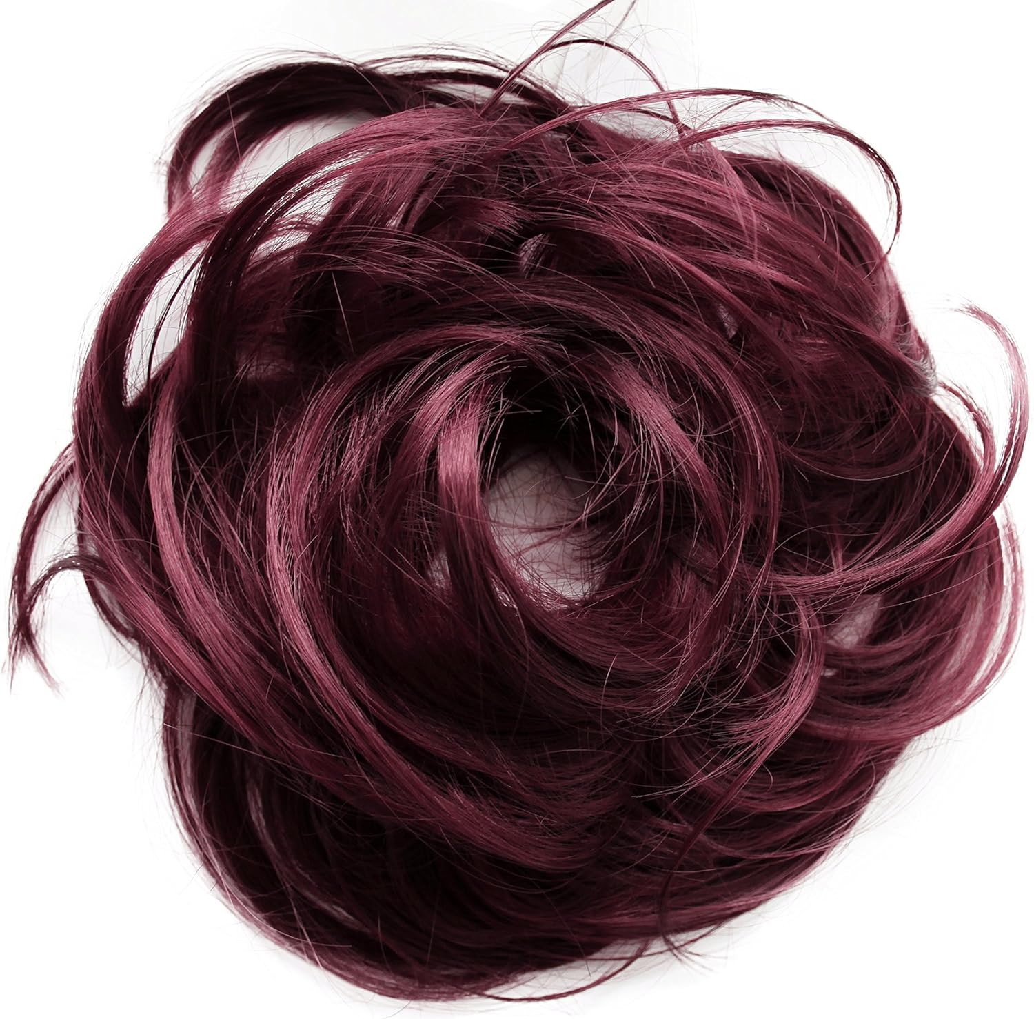 CAISHA Synthetic Fiber Hairpiece Scrunchie Scrunchy Updo Slightly Wavy Wine Red G27B, wine red #118 G27B - Image 3